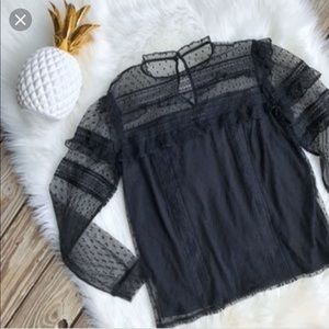 Express lace long sleeve ruffle top